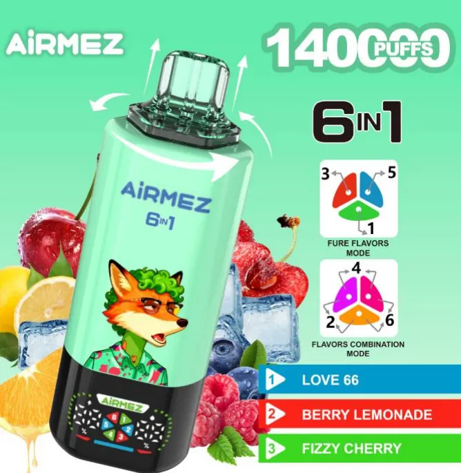 (Europe warehouse direct delivery 3-7 days)Airmez FOX 6 IN 1 140000 Disposable Vape