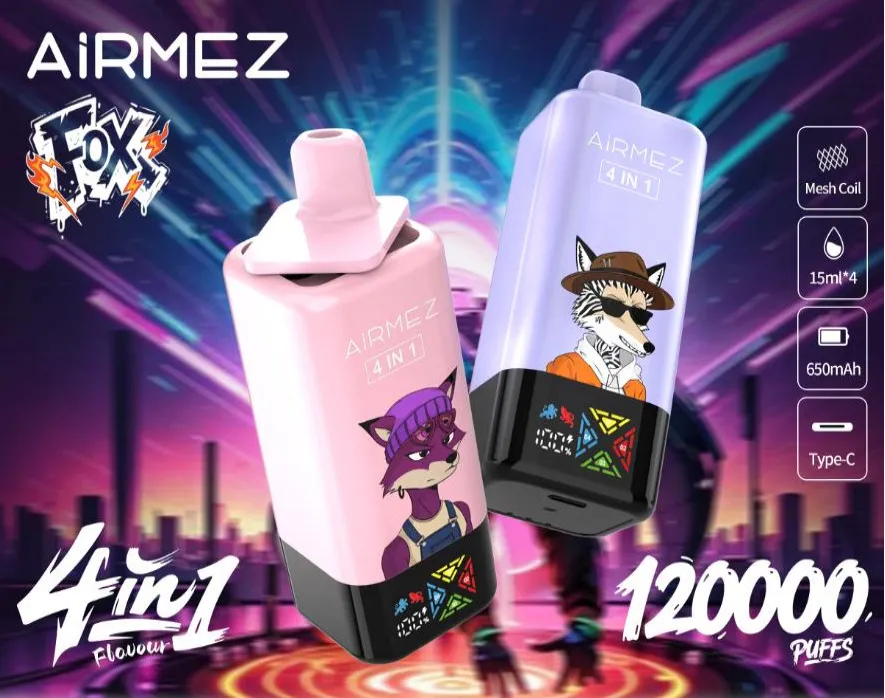 (Europe warehouse direct delivery 3-7 days)Airmez FOX 4 IN 1 120000 Disposable Vape